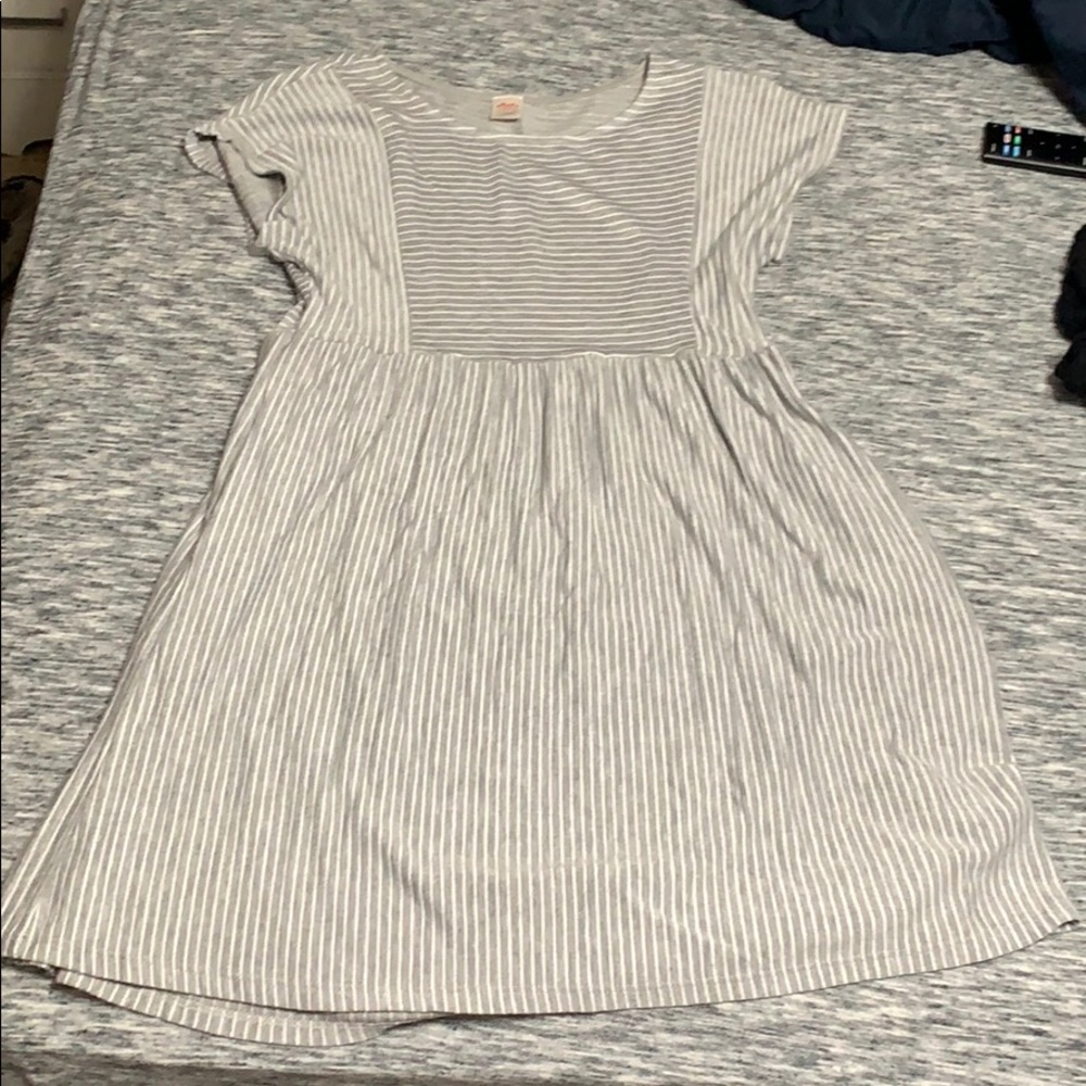 gray striped dress